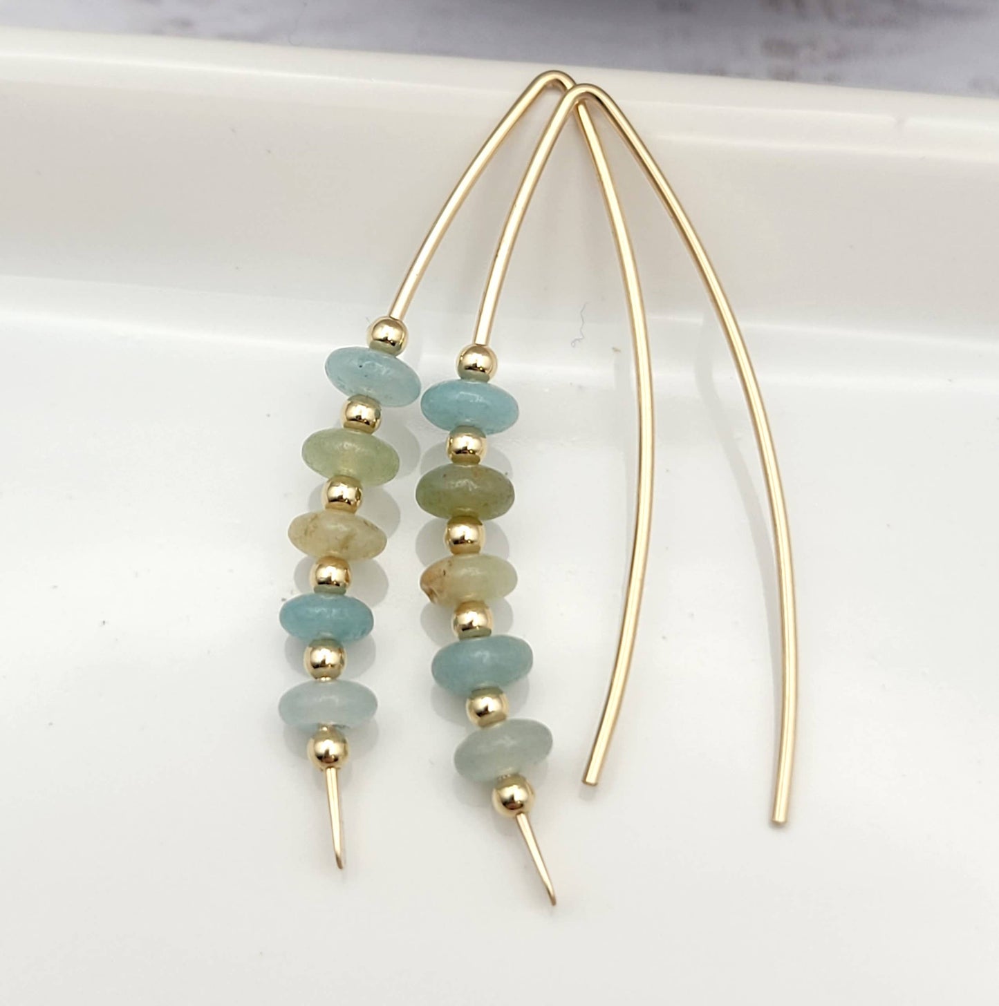 Amazonite & Gold Threader Earrings