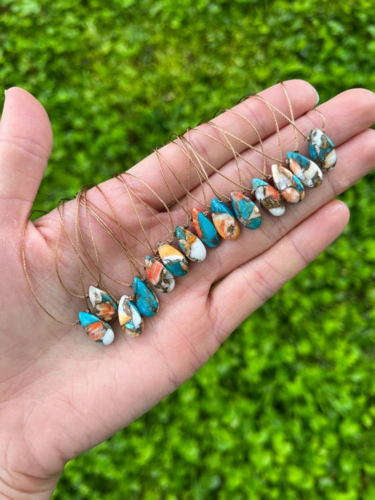 Copper Oyster Turquoise 16" Teardrop Necklace