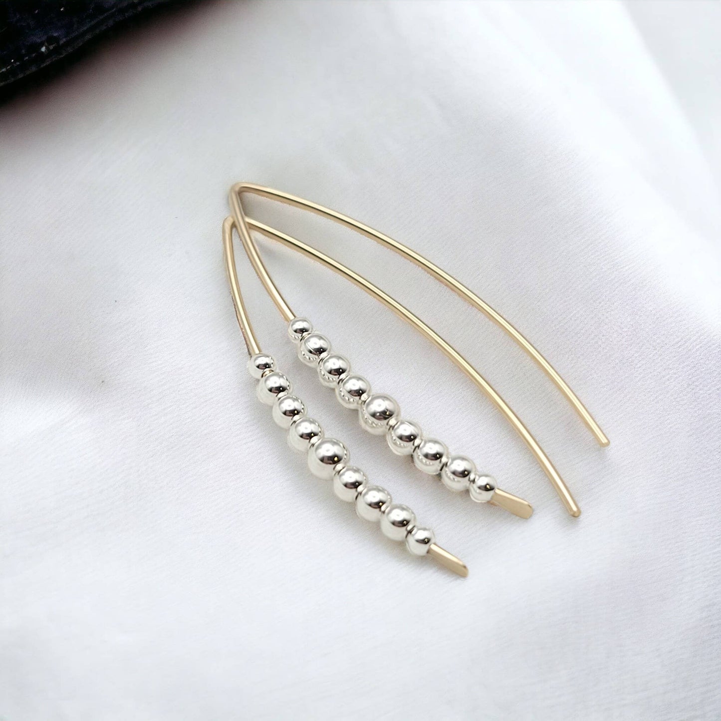 Gold & Silver Beaded Threader Earrings