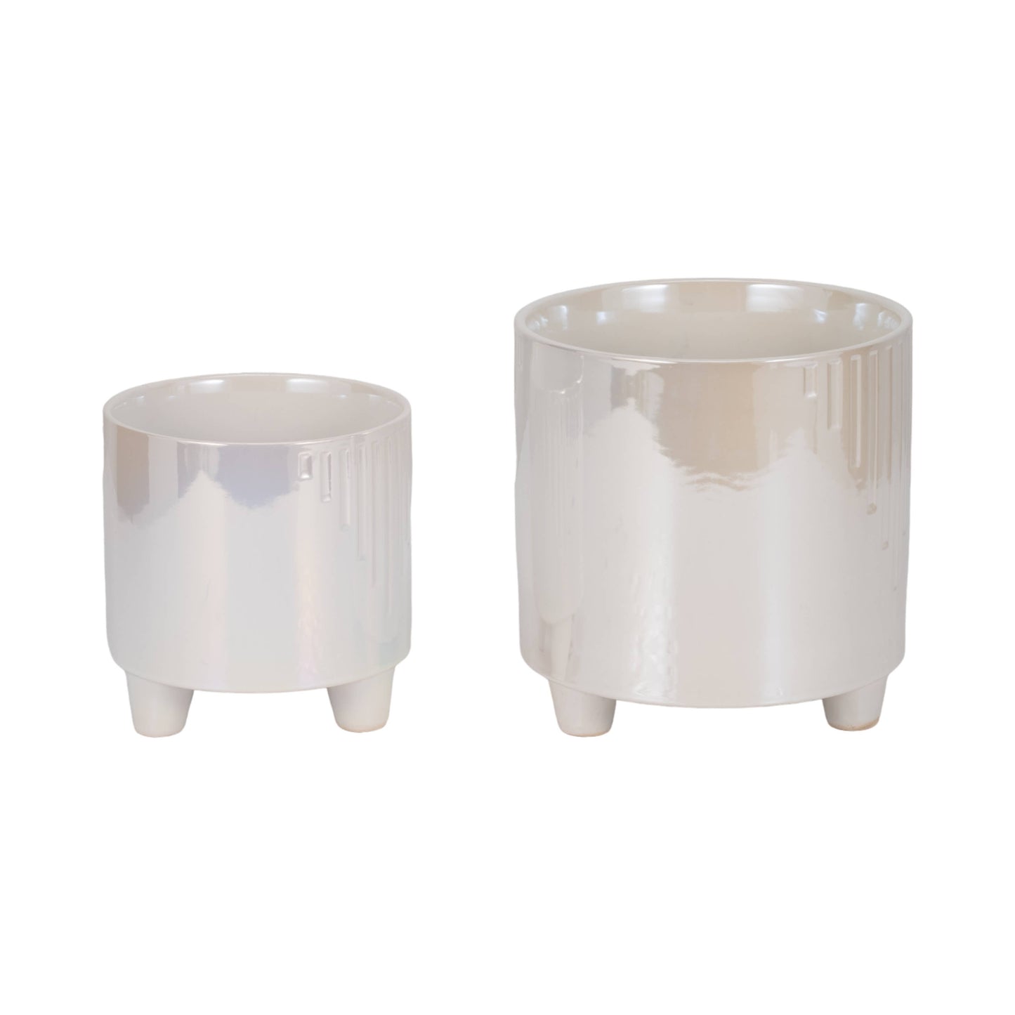 Ivory Ceramic Glossy Footed Pot