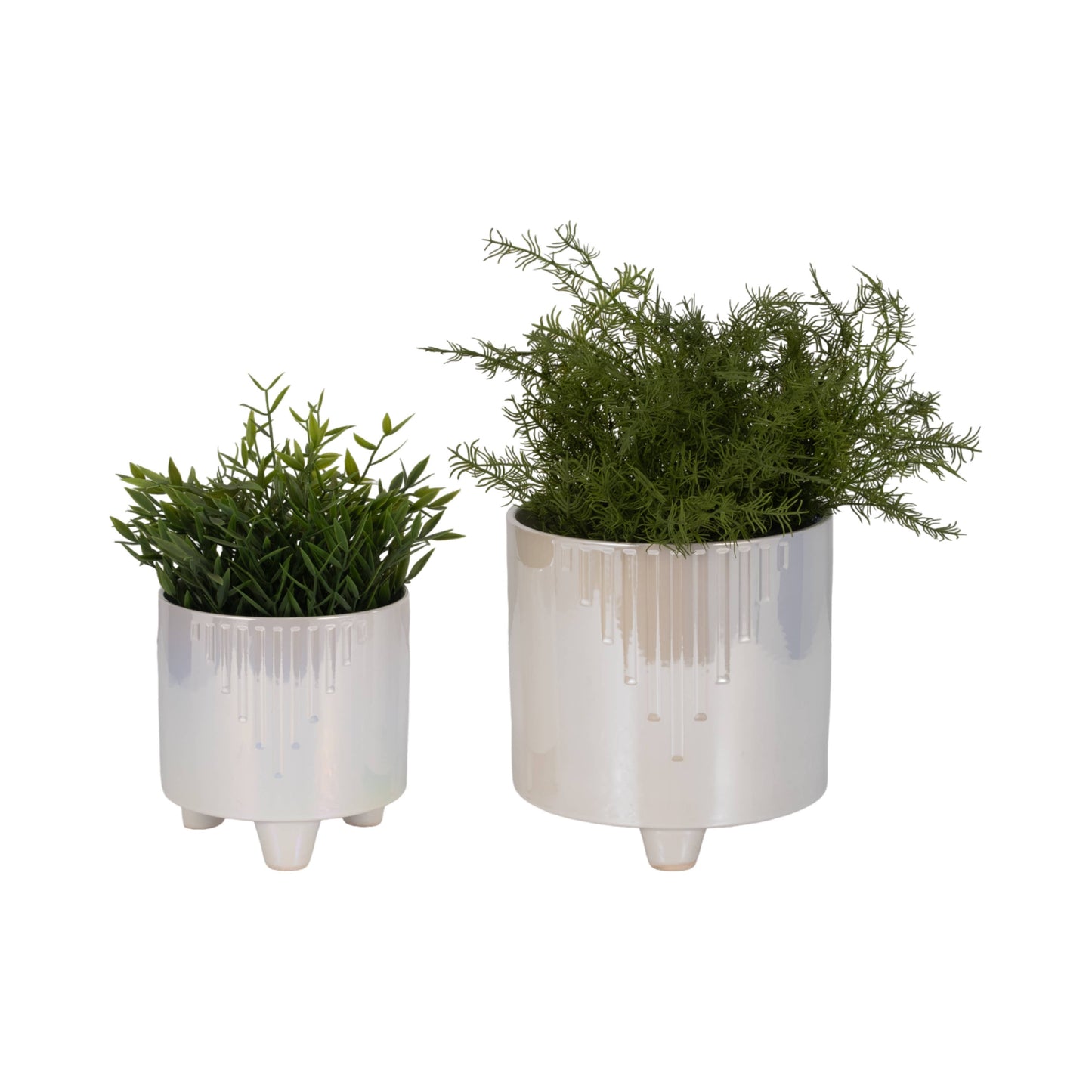 Ivory Ceramic Glossy Footed Pot