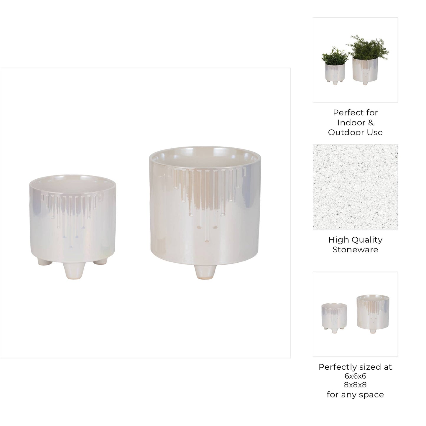 Ivory Ceramic Glossy Footed Pot