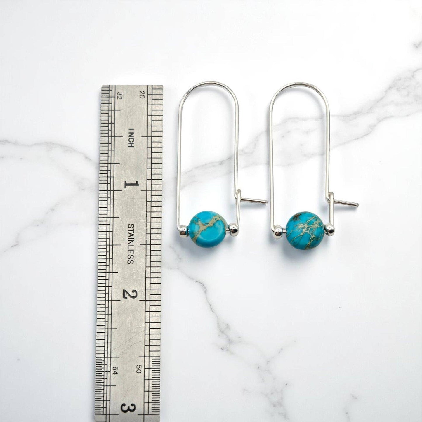 Sterling Silver & Turquoise Arc Earrings