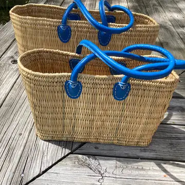Blue Handled Tote Basket