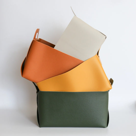 Vegan Leather Storage Tote