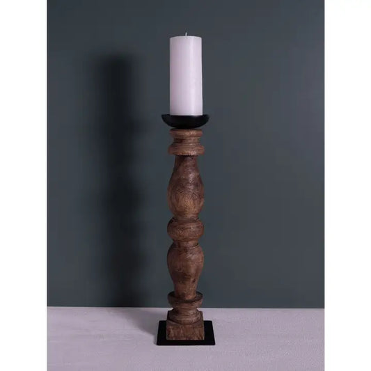 Large Wooden Candle Pillar