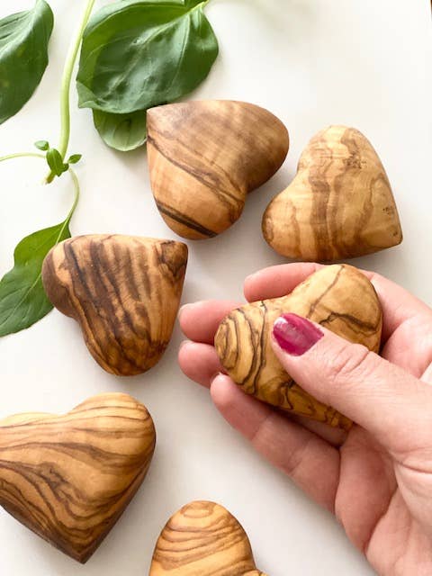 Olive Wood Mini Hearts