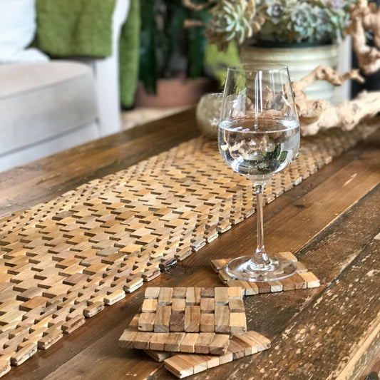 Natural Teak Coasters - Set of Four