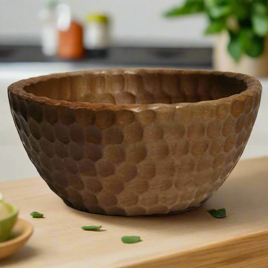 Carved Hammered Bebet Wood Bowl