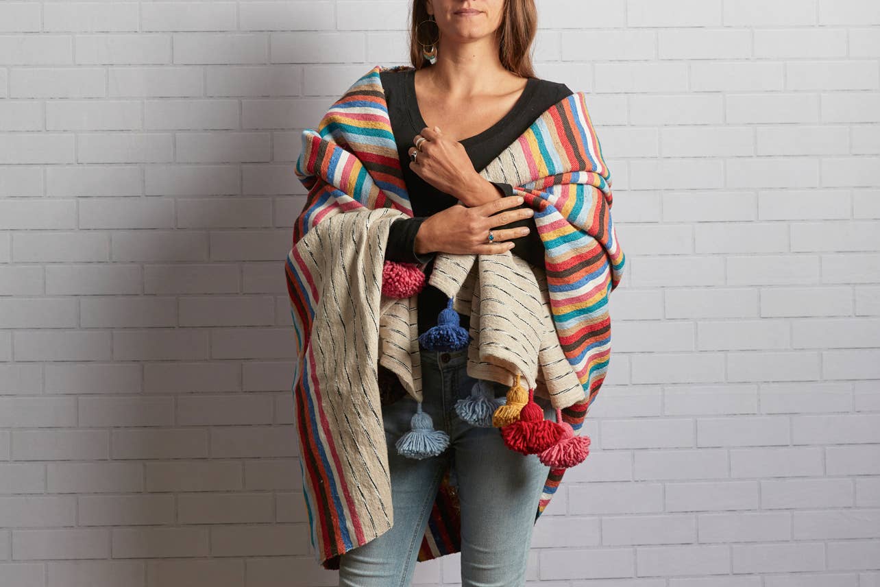 Moroccan Multicolor Tassel Blanket