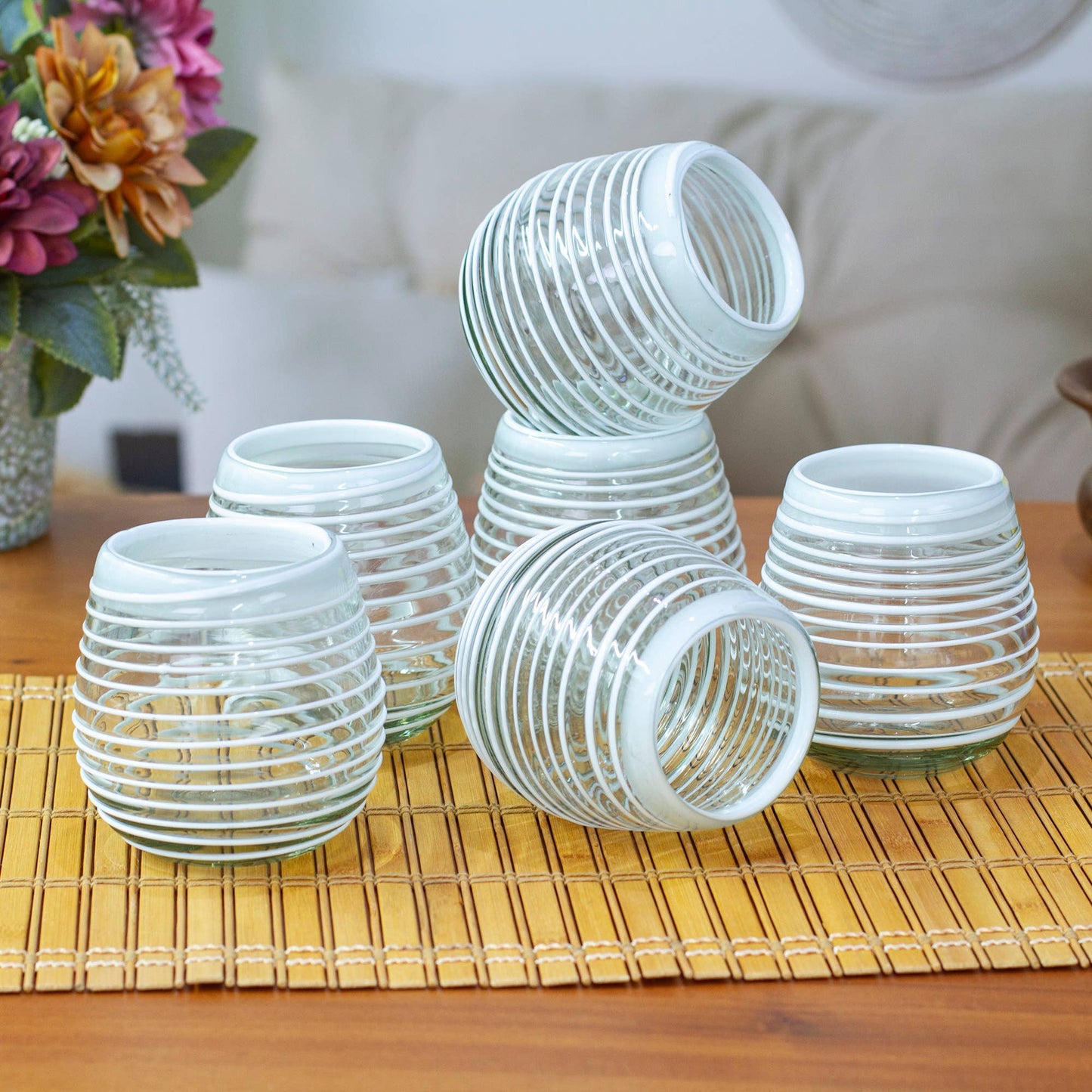 Handmade Spirals Stemless Wine Glasses