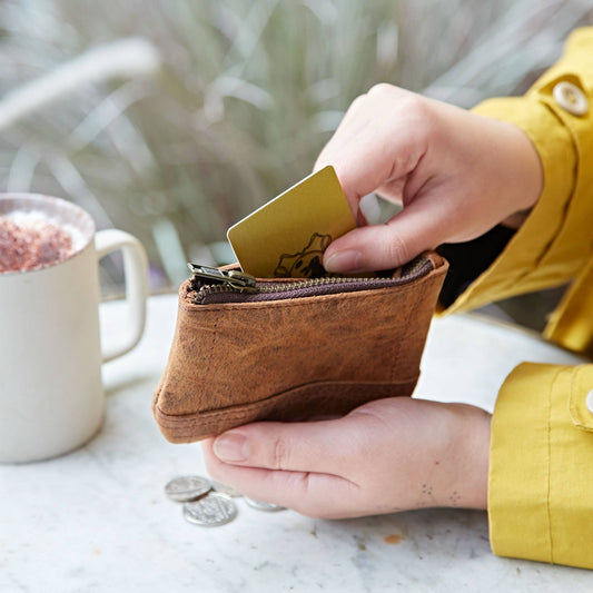 Buffalo Leather zipper purse