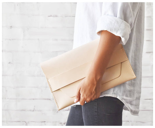 Leather Clutch - Tan