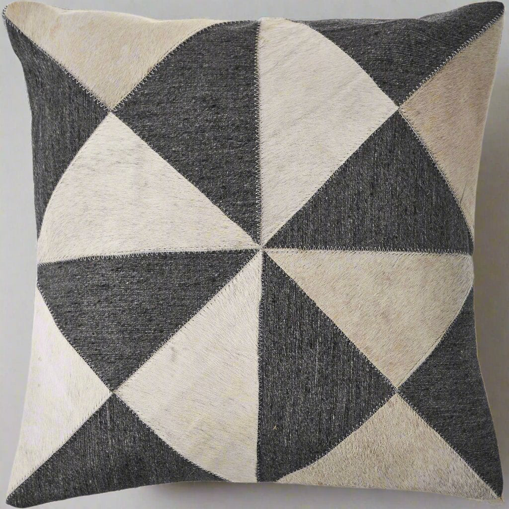 Black and White Faux Leather Throw Pillow