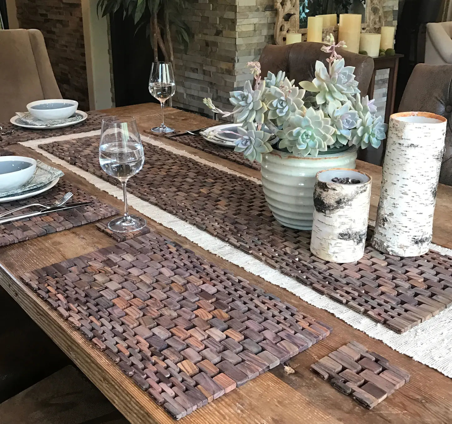 Teak & Rosewood Table Runner