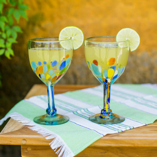 Confetti Blown Glass Wine Glasses